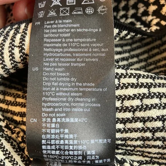 Sandro Paris Polie Dress Black and White Tweed Contrast Trim Women Size 10 - Picture 8 of 10